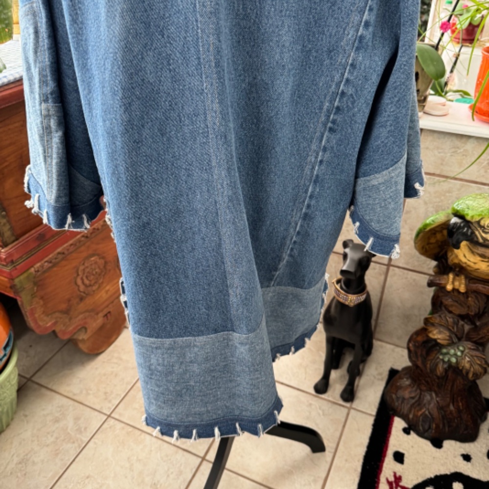 Custom Cotton Denim Jean Long Sleeve Button Down Jacket Sz OS - Picture 8 of 11